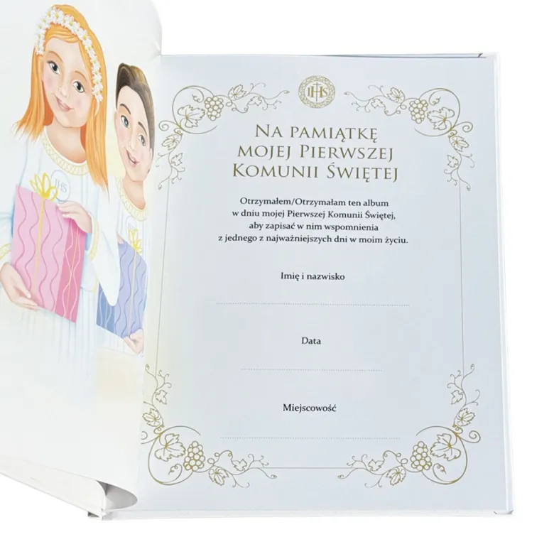 Album na Zdjęcia na Komunię - Pamiątka Pierwszej Komunii Świętej Prezent dla Chłopca Dziewczynki