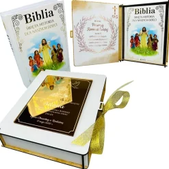 Biblia na Komunię w Pudełku z Grawerem - Prezent na Komunię Pamiątka Pierwszej Komunii Świętej