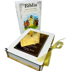 Biblia na Komunię w Pudełku z Grawerem - Prezent na Komunię Pamiątka Pierwszej Komunii Świętej
