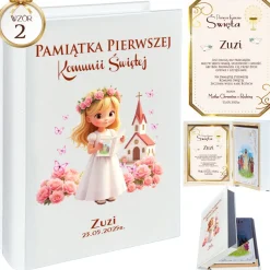 Biblia w Drewnianym Pudełku z Życzeniami - Prezent na Komunię Świętą Pamiątka Pierwszej Komunii Świętej