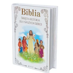 Biblia z Życzeniami w Ozdobnym Kartoniku Prezent na Komunię - Pamiątka Pierwszej Komunii Świętej