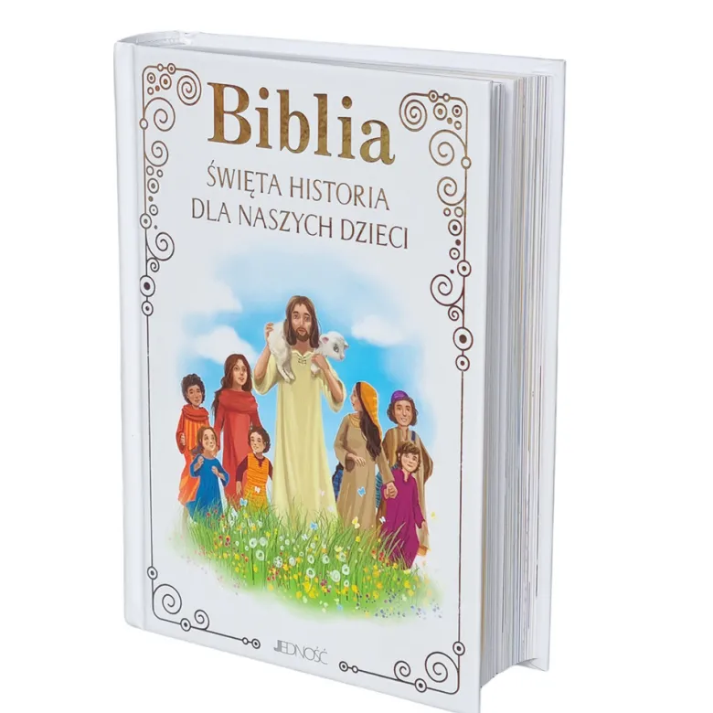 Biblia z Życzeniami w Ozdobnym Kartoniku Prezent na Komunię - Pamiątka Pierwszej Komunii Świętej