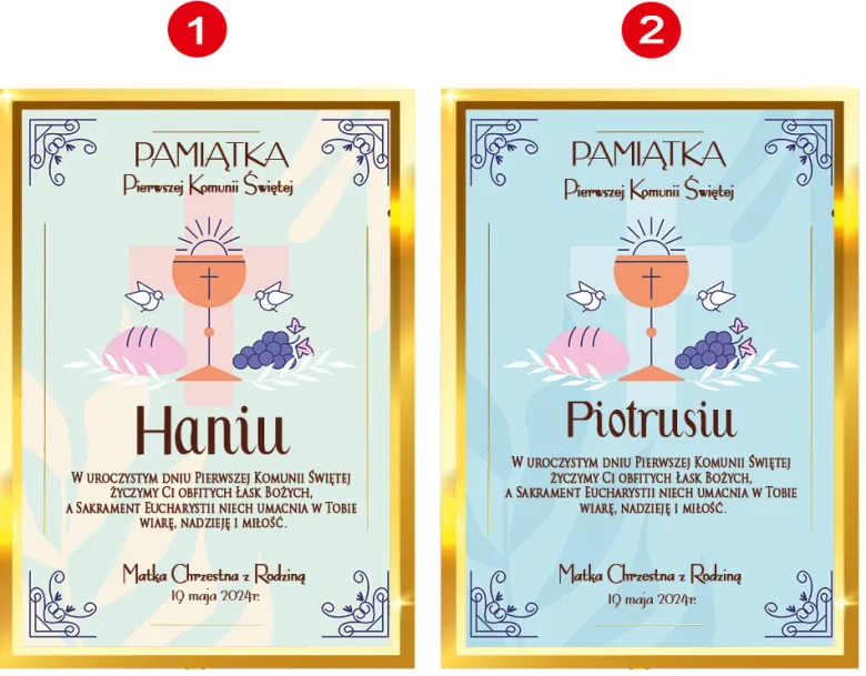 Biblia z Życzeniami w Ozdobnym Kartoniku Prezent na Komunię - Pamiątka Pierwszej Komunii Świętej
