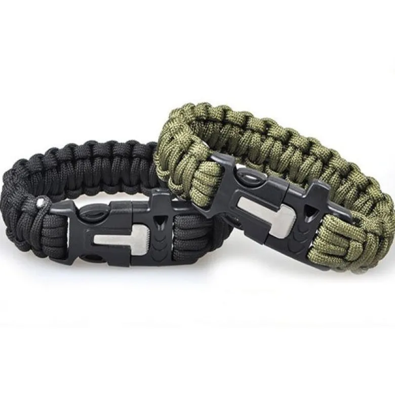 Bransoletka paracord 3w1 ARMY GREEN survival