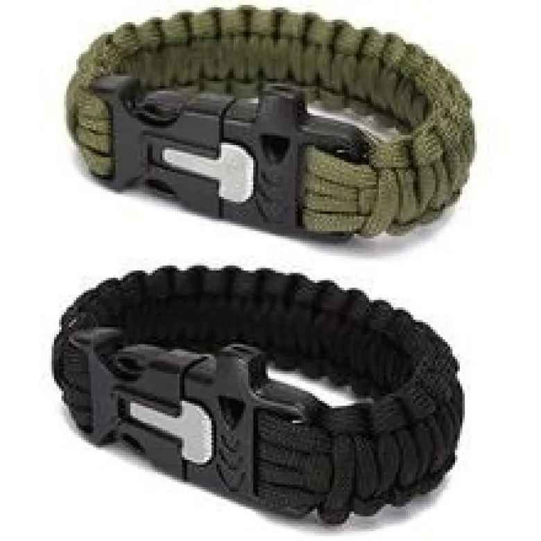 Bransoletka paracord 3w1 ARMY GREEN survival