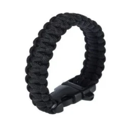 Bransoletka paracord 3w1 CZARNA survival