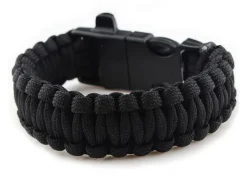 Bransoletka paracord 3w1 CZARNA survival
