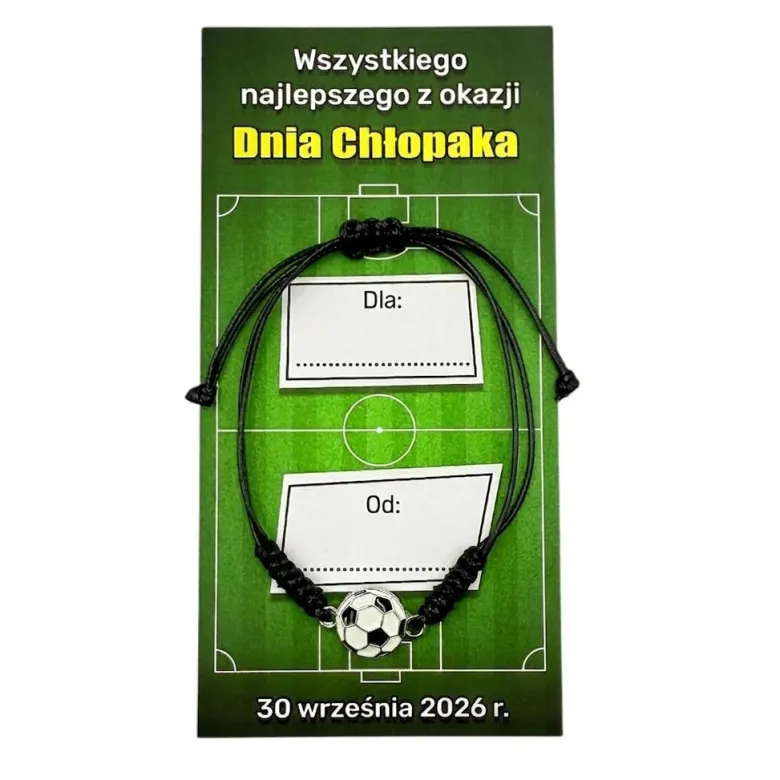 Bransoletka Piłka + Życzenia - Prezent na Dzień Chłopaka Szkoła Przedszkole
