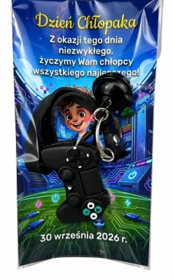 Brelok Gracza z Dzwonkiem + Życzenia - Prezent na Dzień Chłopaka do Szkoły Przedszkola Klasy dla Chłopca