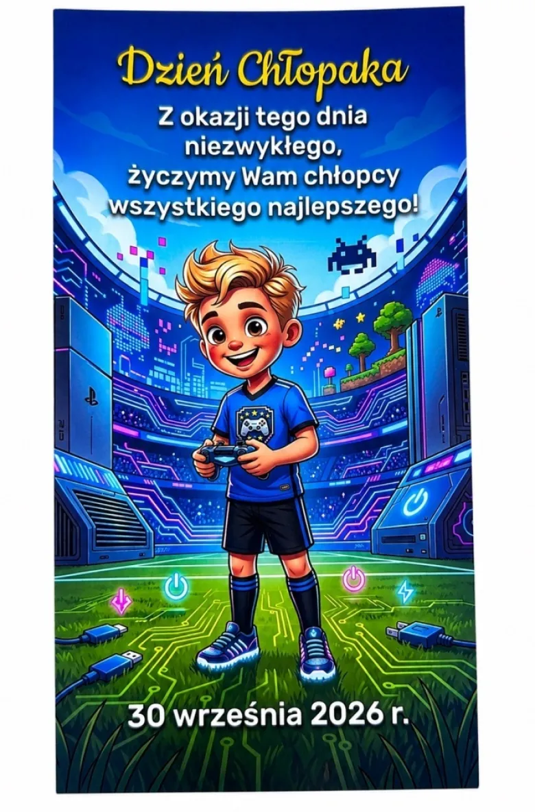 Brelok Gracza z Dzwonkiem + Życzenia - Prezent na Dzień Chłopaka do Szkoły Przedszkola Klasy dla Chłopca