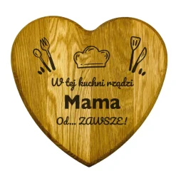 Dębowa Deska do Krojenia w Kształcie Serca dla Mamy - Prezent na Dzień Mamy Matki Urodziny Święta