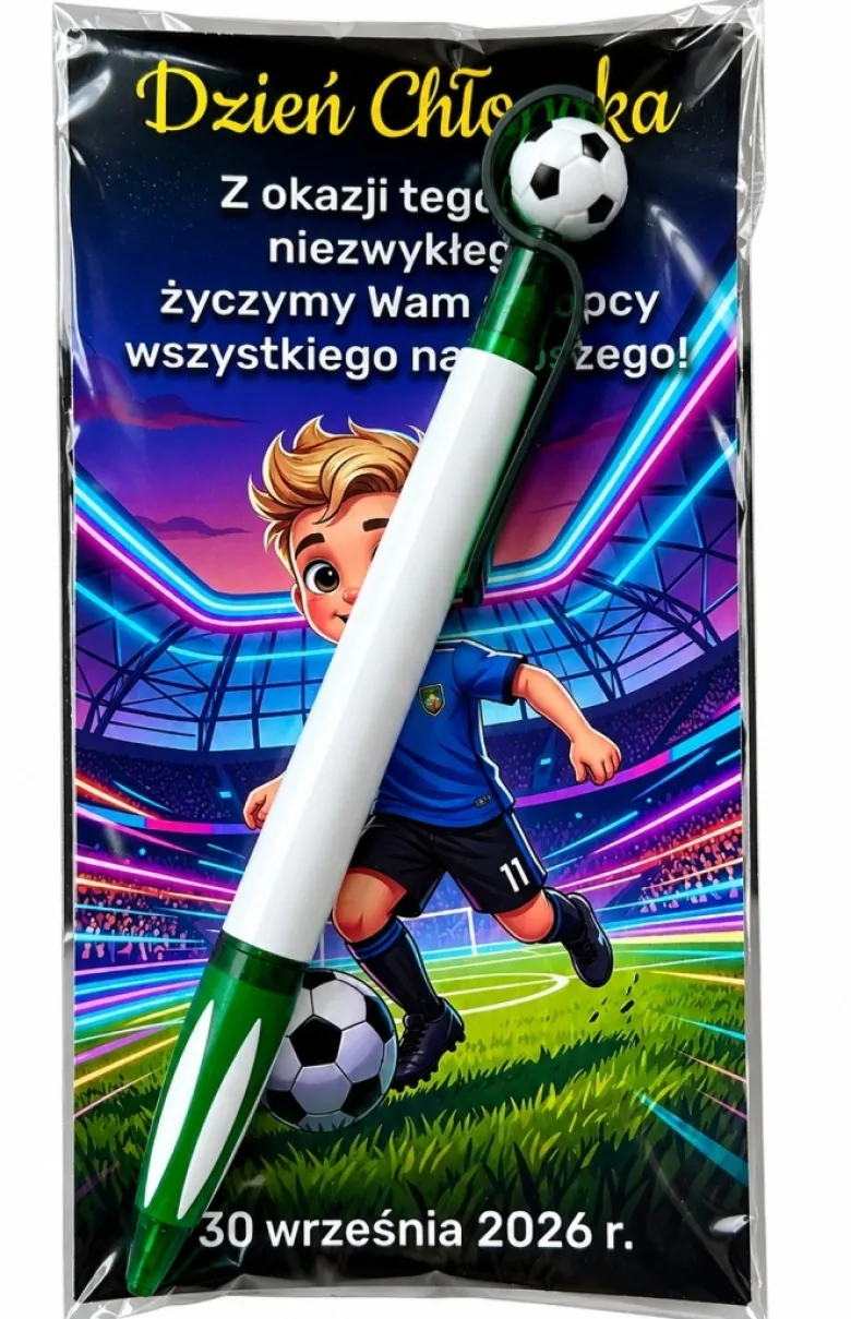 Długopis Kręcąca Piłka + Życzenia - prezent na Dzień Chłopaka szkoła przedszkole