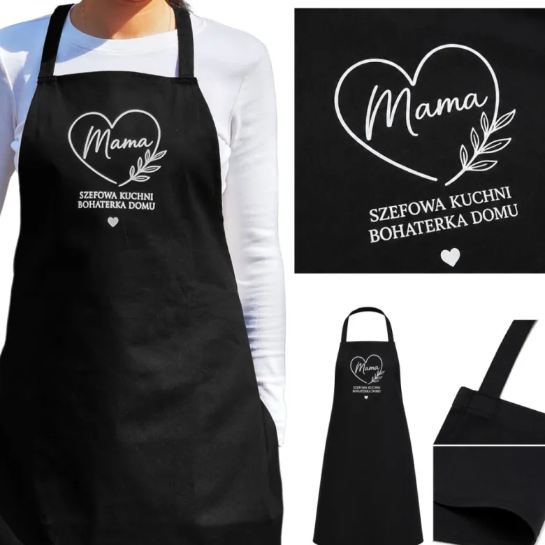 Fartuch Kuchenny z Nadrukiem dla Mamy - Prezent dla Mamy na Dzień Matki Święta Urodziny