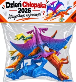 Figurki Dinozaurów 4 szt. + Życzenia - Prezent na Dzień Chłopaka do Przedszkola Szkoły