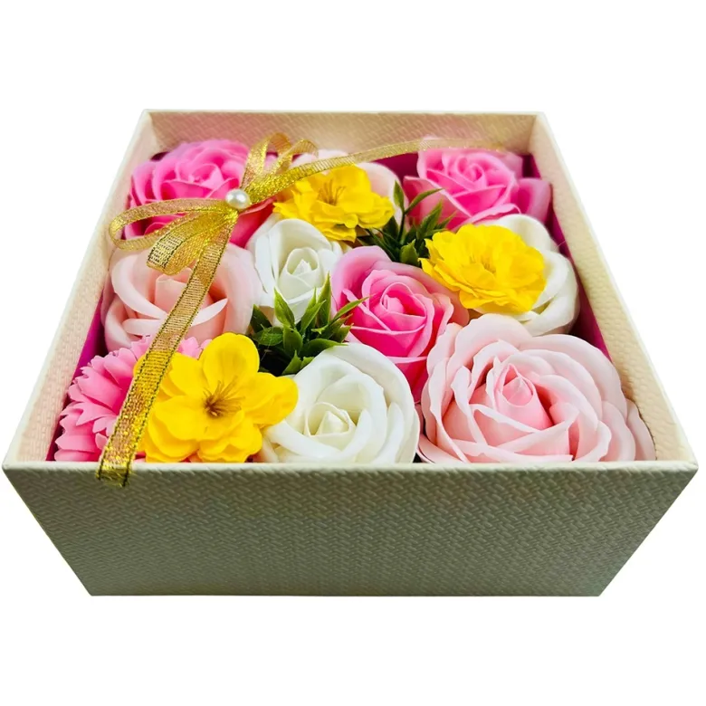 Flower Box Mydlane Róże z Grawerem - Prezent na Walentynki dla Żony Niej Dziewczyny