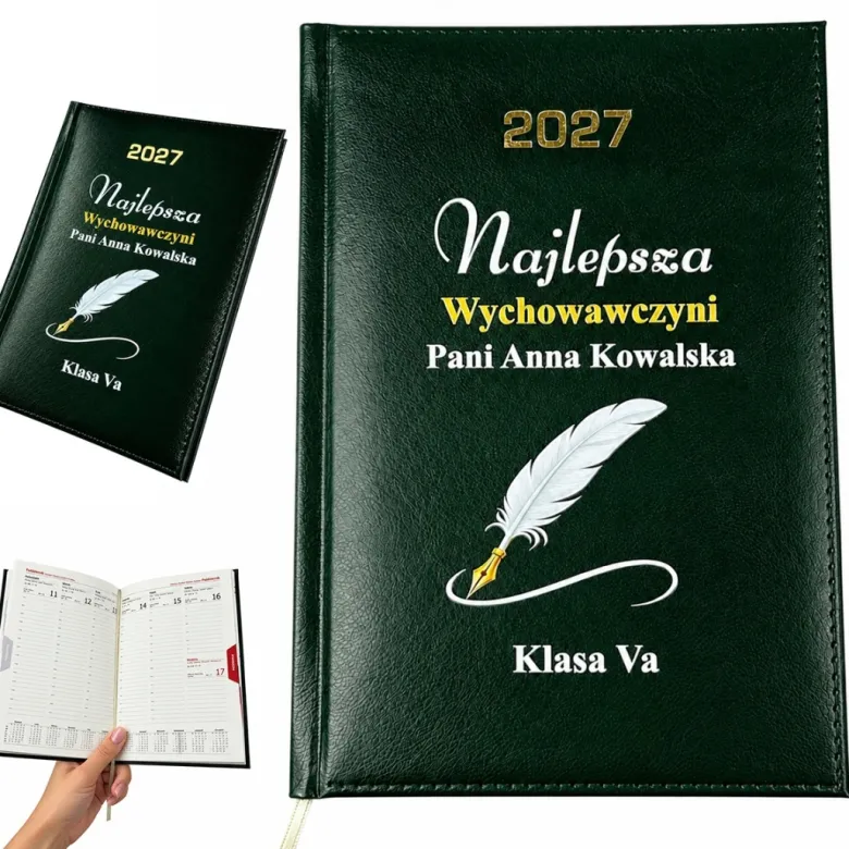 Kalendarz dla Wychowawcy Nauczyciela Zielony - Prezent Upominek na Dzień Nauczyciela