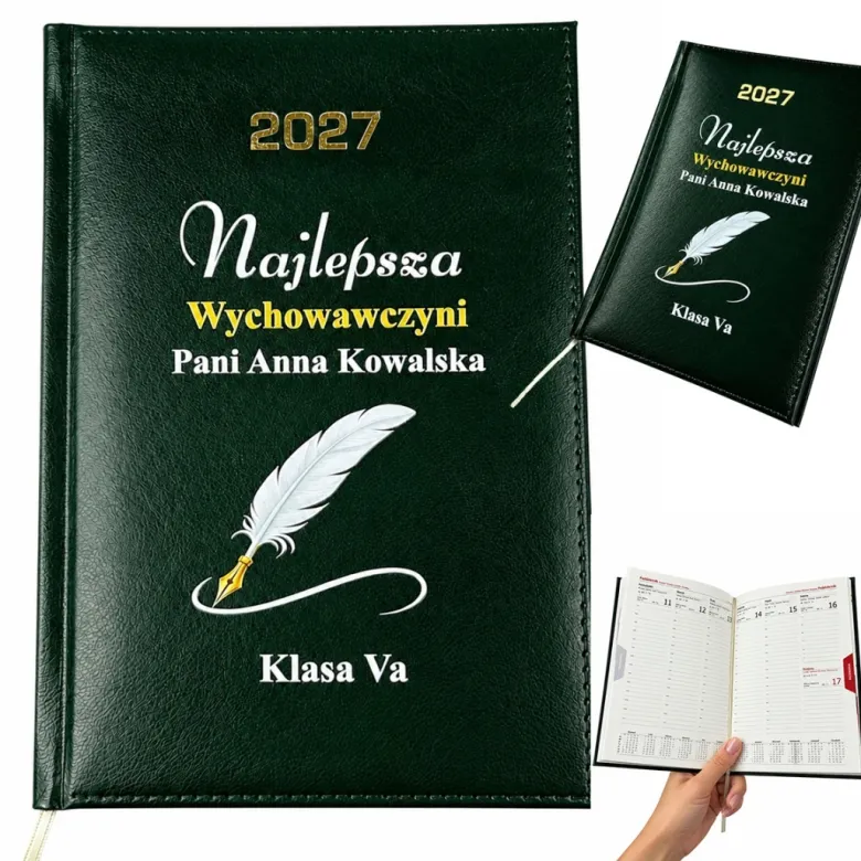 Kalendarz dla Wychowawcy Nauczyciela Zielony - Prezent Upominek na Dzień Nauczyciela