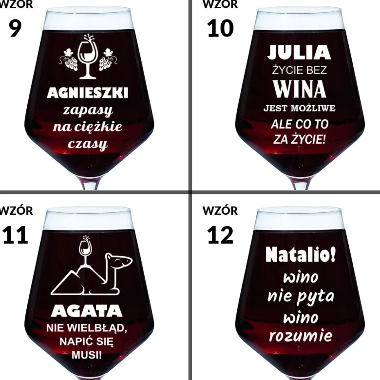 Kieliszek do wina z grawerem KROSNO - prezent dziewczyny żony