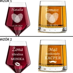 Kieliszek + szklanka z grawerem - Prezent na Ślub dla Pary Młodej