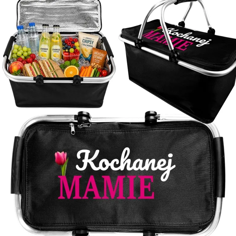 Kosz Piknikowy Kochanej Mamie - Prezent dla Mamy na Dzień Matki Urodziny Święta
