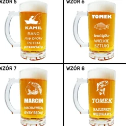 Kufel do Piwa z Grawerem dla Wędkarza - Prezent dla Taty, Męża, Chłopaka, Dziadka, Mężczyzny na Święta Urodziny