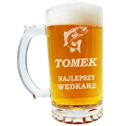 Kufel do Piwa z Grawerem dla Wędkarza - Prezent dla Taty, Męża, Chłopaka, Dziadka, Mężczyzny na Święta Urodziny