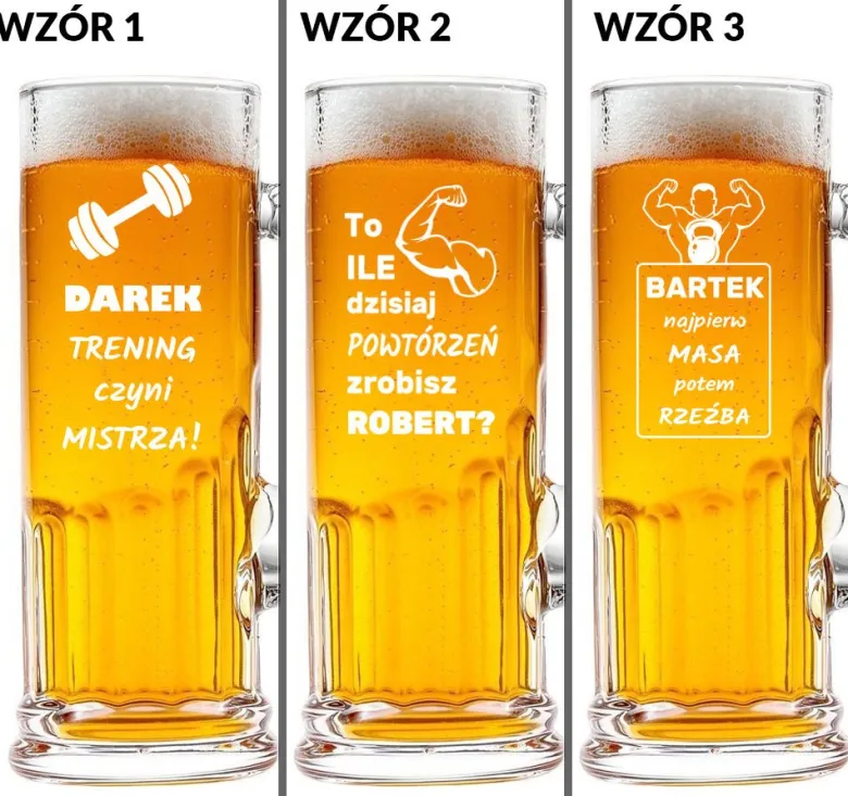 Kufel siłacza do piwa z grawerem - prezent dla trenera męża chłopaka