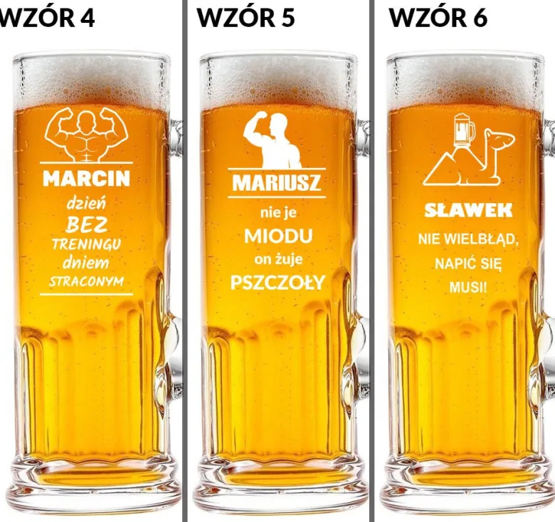 Kufel siłacza do piwa z grawerem - prezent dla trenera męża chłopaka