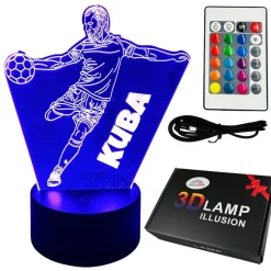 Lampka Piłka Piłkarza z Imieniem - Prezent dla Chłopca 4 5 6 7 8 9 10 11 12 13 14 lat Dziecka na Urodziny Święta