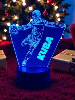 Lampka Piłka Piłkarza z Imieniem - Prezent dla Chłopca 4 5 6 7 8 9 10 11 12 13 14 lat Dziecka na Urodziny Święta