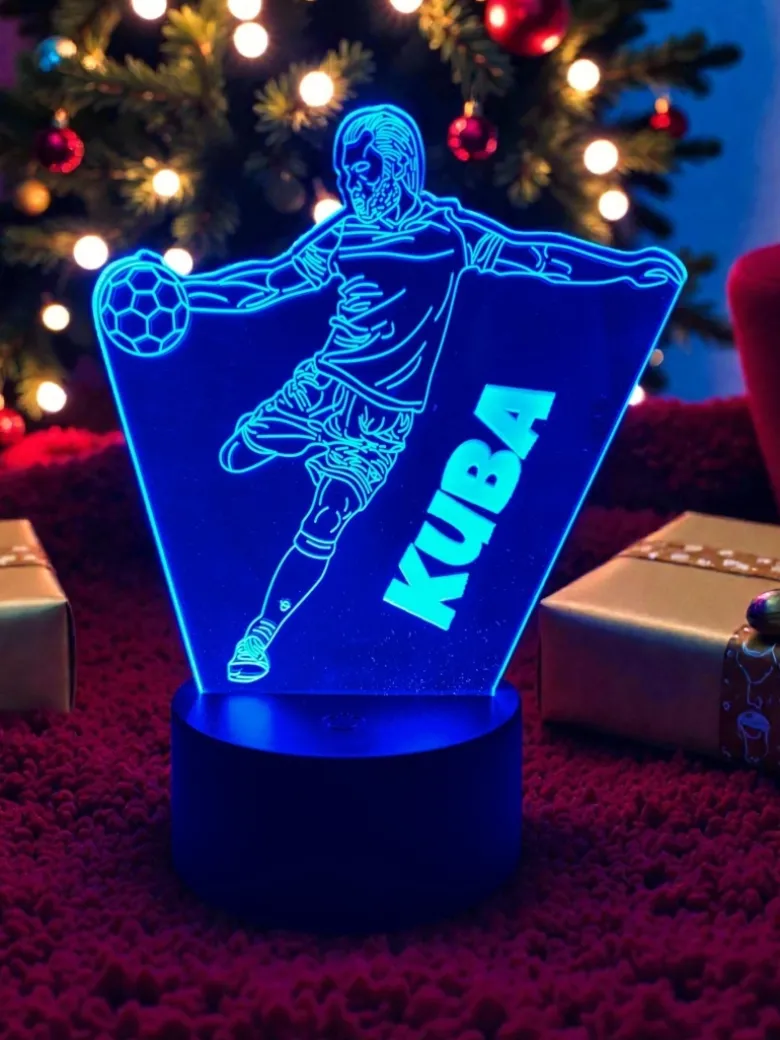 Lampka Piłka Piłkarza z Imieniem - Prezent dla Chłopca 4 5 6 7 8 9 10 11 12 13 14 lat Dziecka na Urodziny Święta