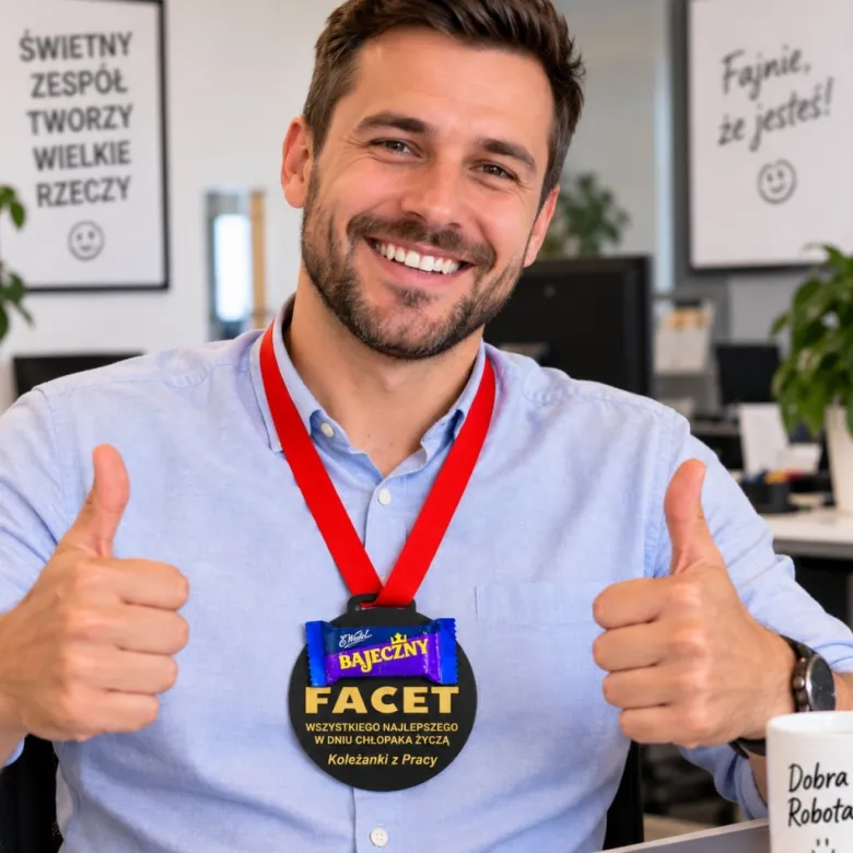 Medal Bajeczny Facet - prezent na Dzień Chłopaka dla Kolegi z Pracy Szkoły