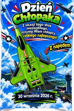 Metalowy Odrzutowiec z Napędem + Życzenia - Prezent na Dzień Chłopaka do Szkoły Przedszkola Klasy
