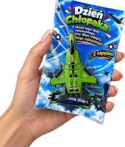 Metalowy Odrzutowiec z Napędem + Życzenia - Prezent na Dzień Chłopaka do Szkoły Przedszkola Klasy