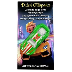 Metalowy Resorak Autko + Życzenia - Prezent na Dzień Chłopaka Przedszkole Szkoła Samochodzik
