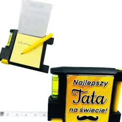 Miara z poziomicą, notesem i ołówkiem dla Taty - prezent na Dzień Ojca Święta Urodziny