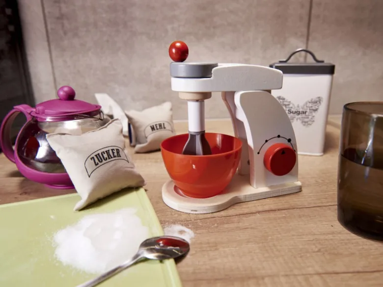 Mikser robot kuchenny drewniany + akcesoria biały