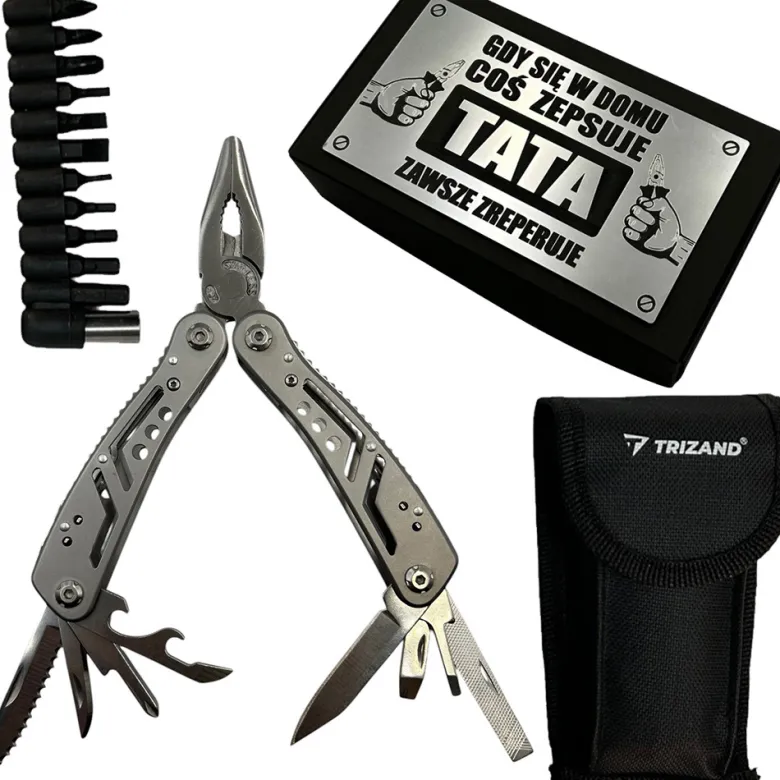 Multitool 13w1 z Grawerem dla Taty - Prezent na Dzień Ojca Święta Urodziny Narzędzie Wielofunkcyjne