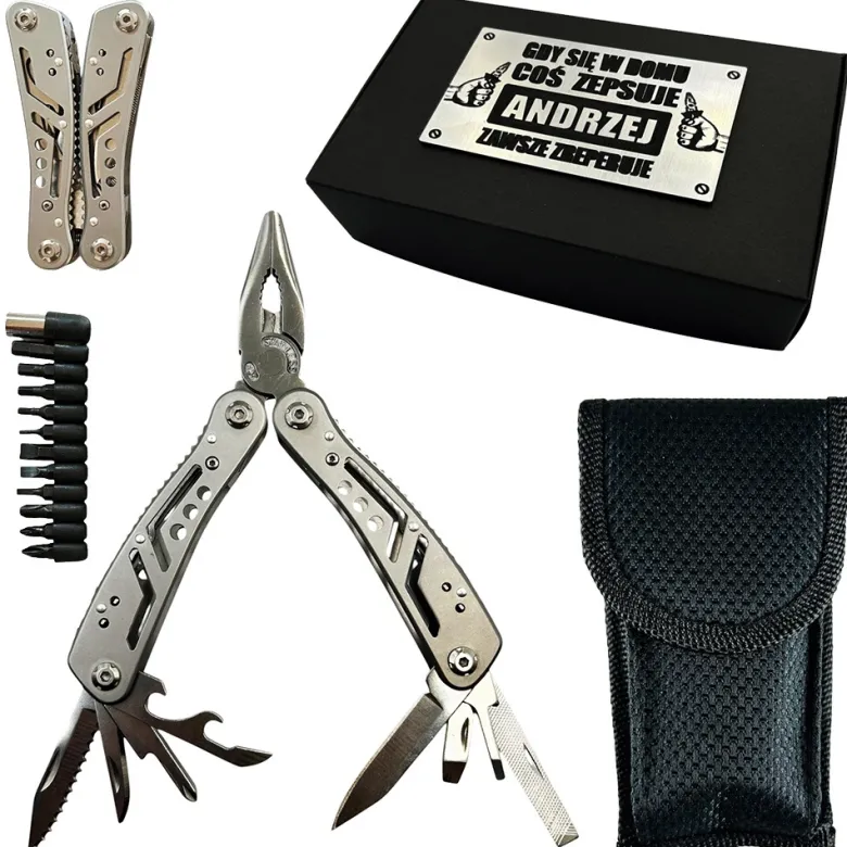 Multitool 13w1 z Grawerem - Prezent dla Męża Taty Chłopaka Teścia Syna na Święta Narzędzie Wielofunkcyjne