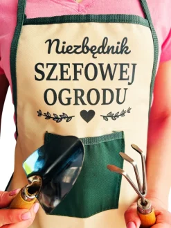 Niezbędnik Szefowej Ogrodu Fartuszek + Narzędzia - Prezent dla Mamy Żony Dziewczyny Babci na Urodziny Dzień Matki