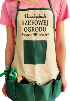 Niezbędnik Szefowej Ogrodu Fartuszek + Narzędzia - Prezent dla Mamy Żony Dziewczyny Babci na Urodziny Dzień Matki