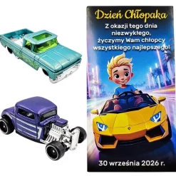 Oryginalny Hot Wheels + Życzenia - Prezent na Dzień Chłopaka Przedszkole Szkoła Autko Samochodzik