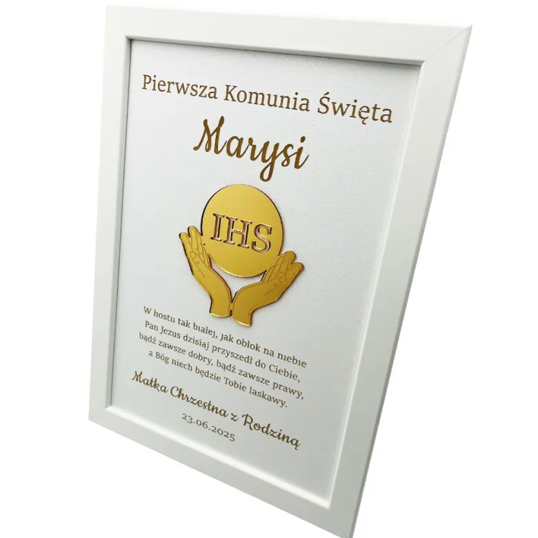Pamiątka Pierwszej Komunii Świętej - prezent ramka na Pierwszą Komunię Świętą dla chłopca dziewczynki