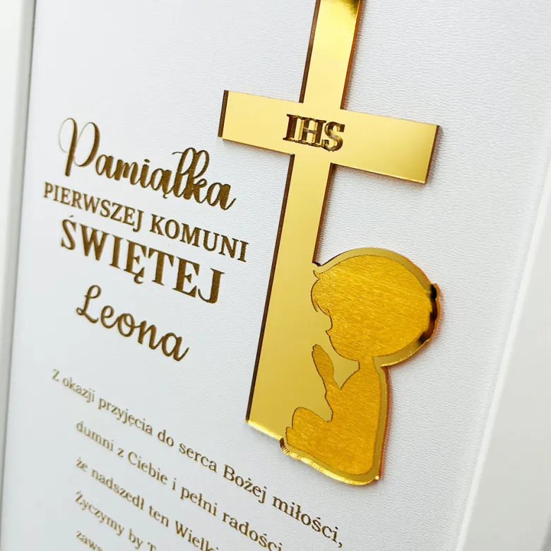 Pamiątka Pierwszej Komunii Świętej - prezent ramka na Pierwszą Komunię Świętą dla chłopca dziewczynki