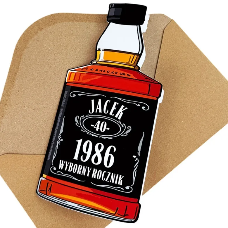 Personalizowana Kartka Urodzinowa Whisky - Prezent na 18 40 50 60 Urodziny dla Faceta Mężczyzny Chłopaka Taty