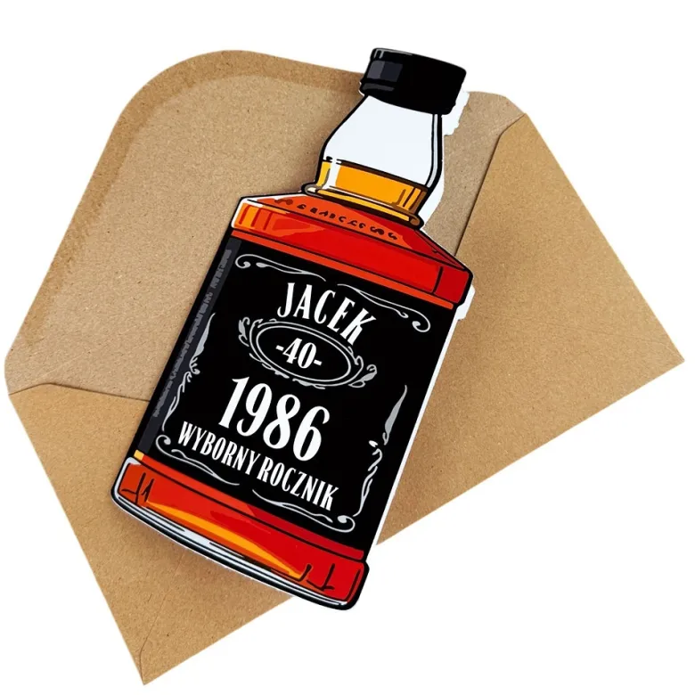 Personalizowana Kartka Urodzinowa Whisky - Prezent na 18 40 50 60 Urodziny dla Faceta Mężczyzny Chłopaka Taty