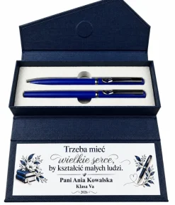 Pióro + Długopis w Ozdobnym Pudełku z Grawerem - Prezent na Dzień Nauczyciela dla Wychowawcy Nauczyciela