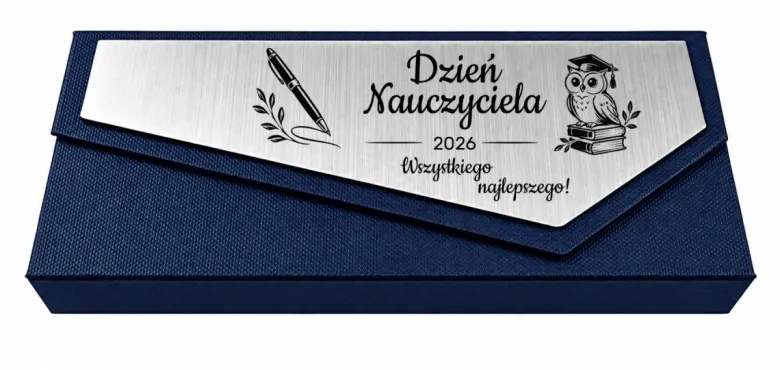 Pióro + Długopis w Ozdobnym Pudełku z Grawerem - Prezent na Dzień Nauczyciela dla Wychowawcy Nauczyciela