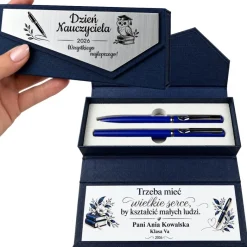 Pióro + Długopis w Ozdobnym Pudełku z Grawerem - Prezent na Dzień Nauczyciela dla Wychowawcy Nauczyciela