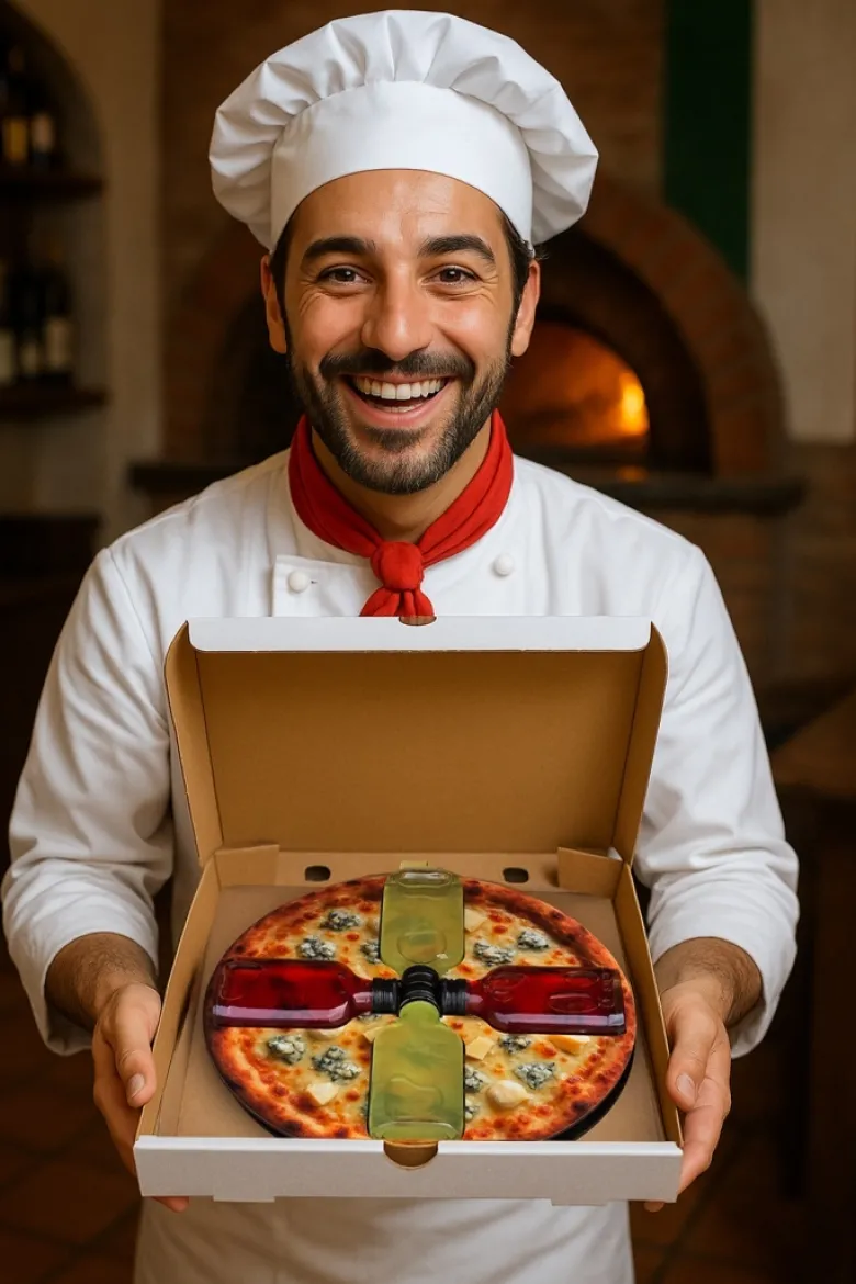 Pizza Żulietta 4sety Pudełko na Alkohol - Śmieszny Prezent dla Faceta Mężczyzny Taty Męża na Święta 18 40 50 Urodziny